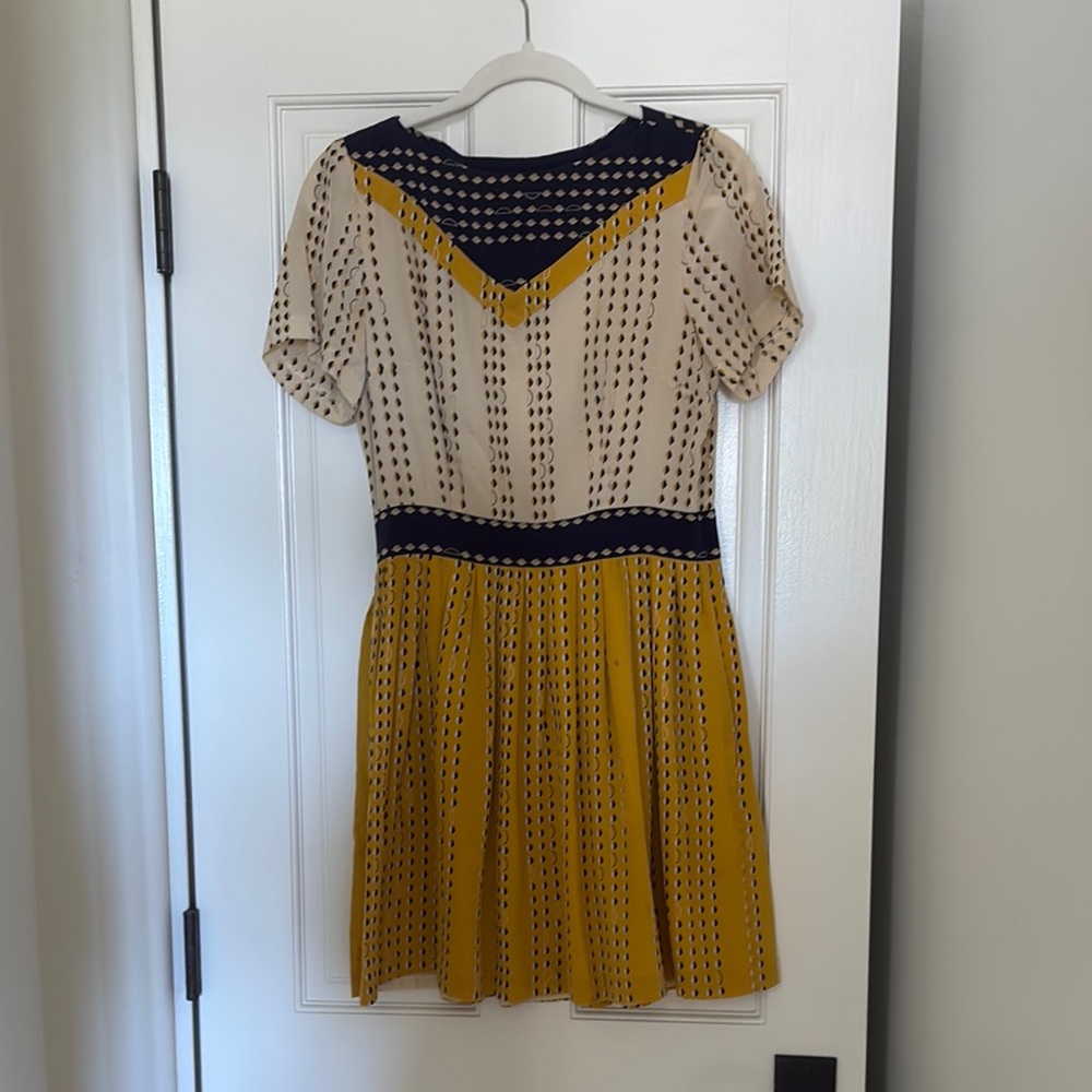 Yellow and Navy Patterned Dress